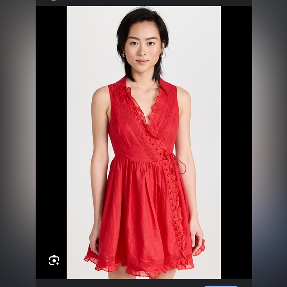 NWT Joslin Amelia Red Linen Wrap Minidress 12 L - Picture 2 of 11